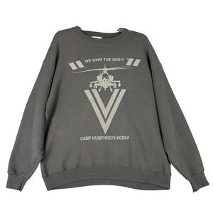 Vintage Military Sweatshirt Mens L Camp Humphreys Korea USA Crewneck 90s